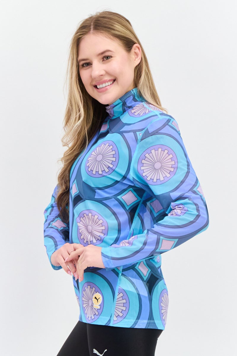 PUMA Women Sportswear Fit Training Top, Blue Combo - Image 2